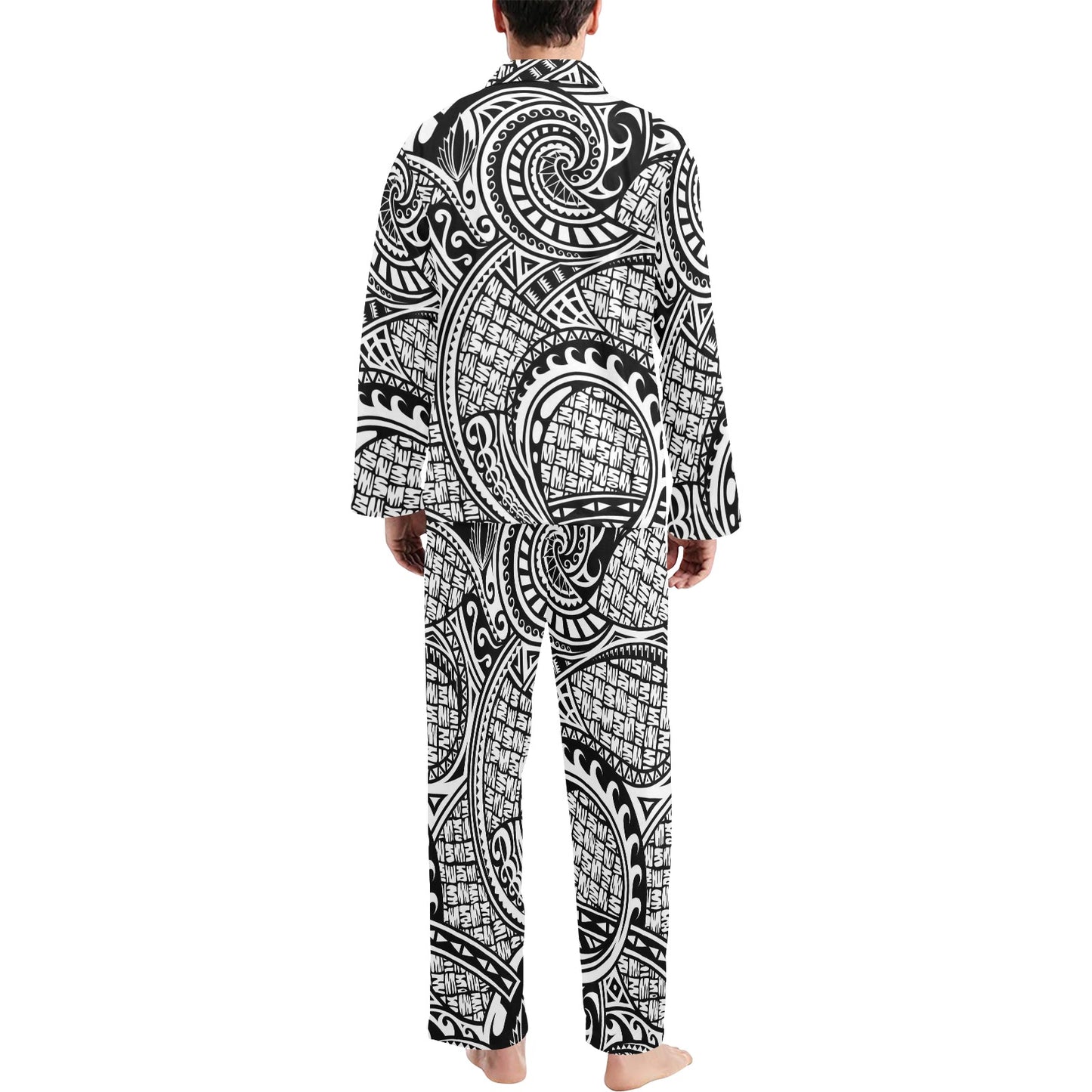Polynesian Tribal Pattern Men's Long Pajama Set