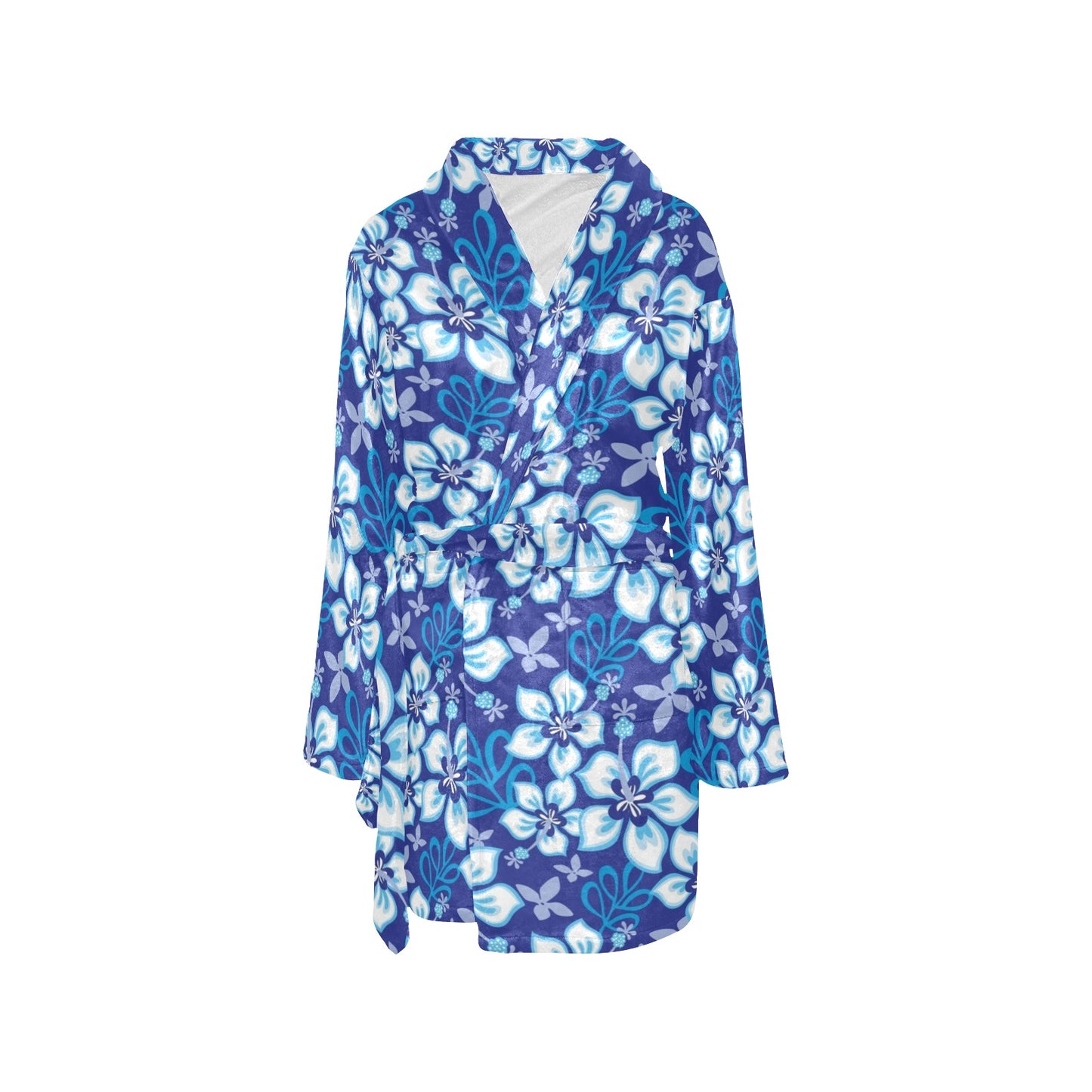 Hibiscus Pattern Print Design HB04 Women's Fleece Robe