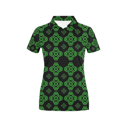 Celtic Knot Green Neon Design Women's Polo Shirt