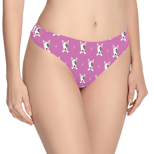 Bull Terrier Happy Print Pattern Women's Thongs