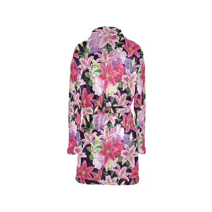 Lily Pattern Print Design LY017 Women's Fleece Robe