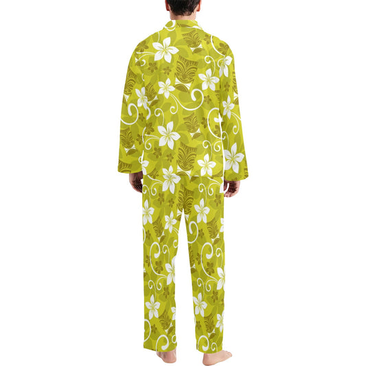 Hawaiian Themed Pattern Print Design H019 Men's Long Pajama Set