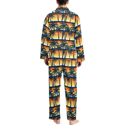 Palm Tree Pattern Print Design PT011 Men's Long Pajama Set