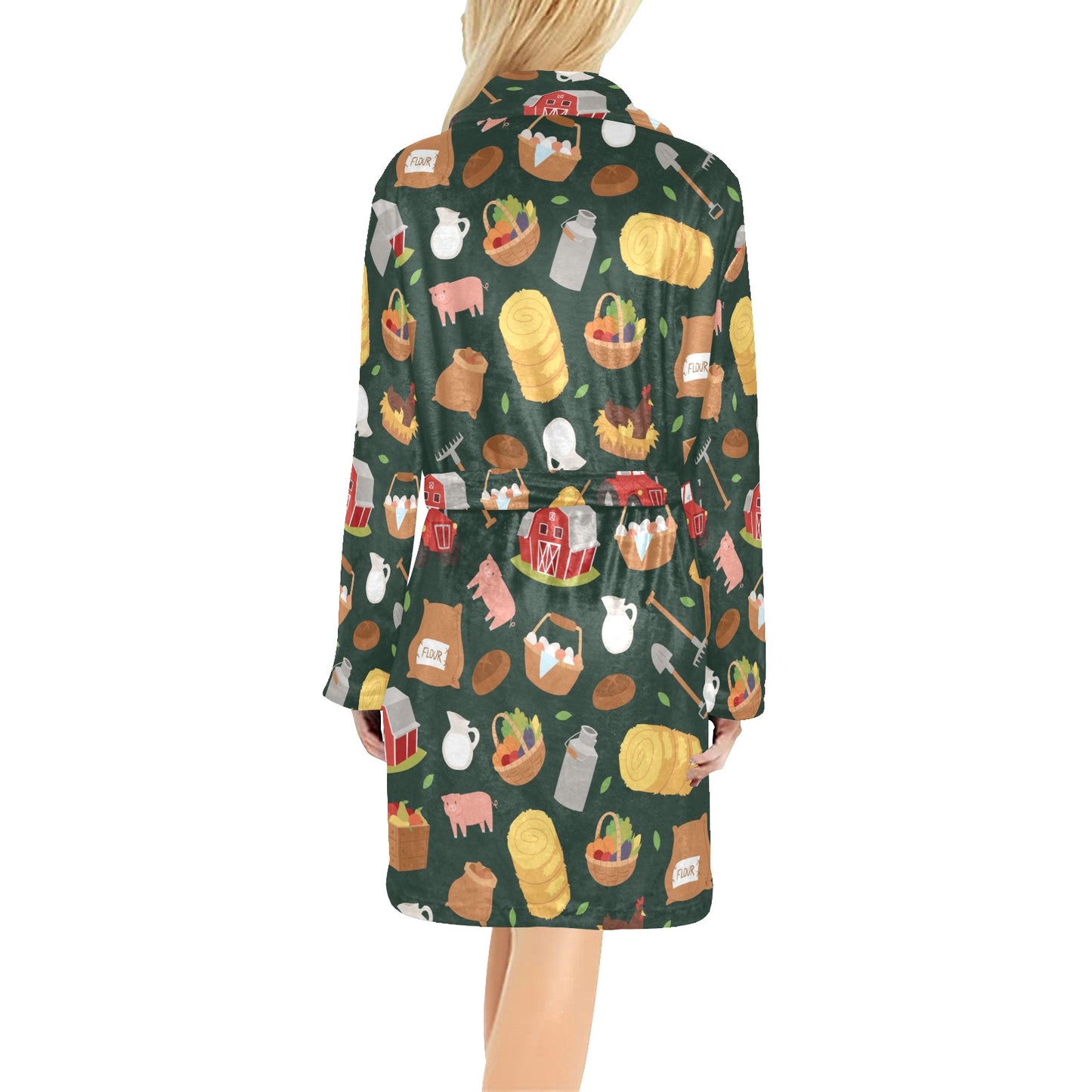 Agricultural Farm Print Design 02 Women's Fleece Robe