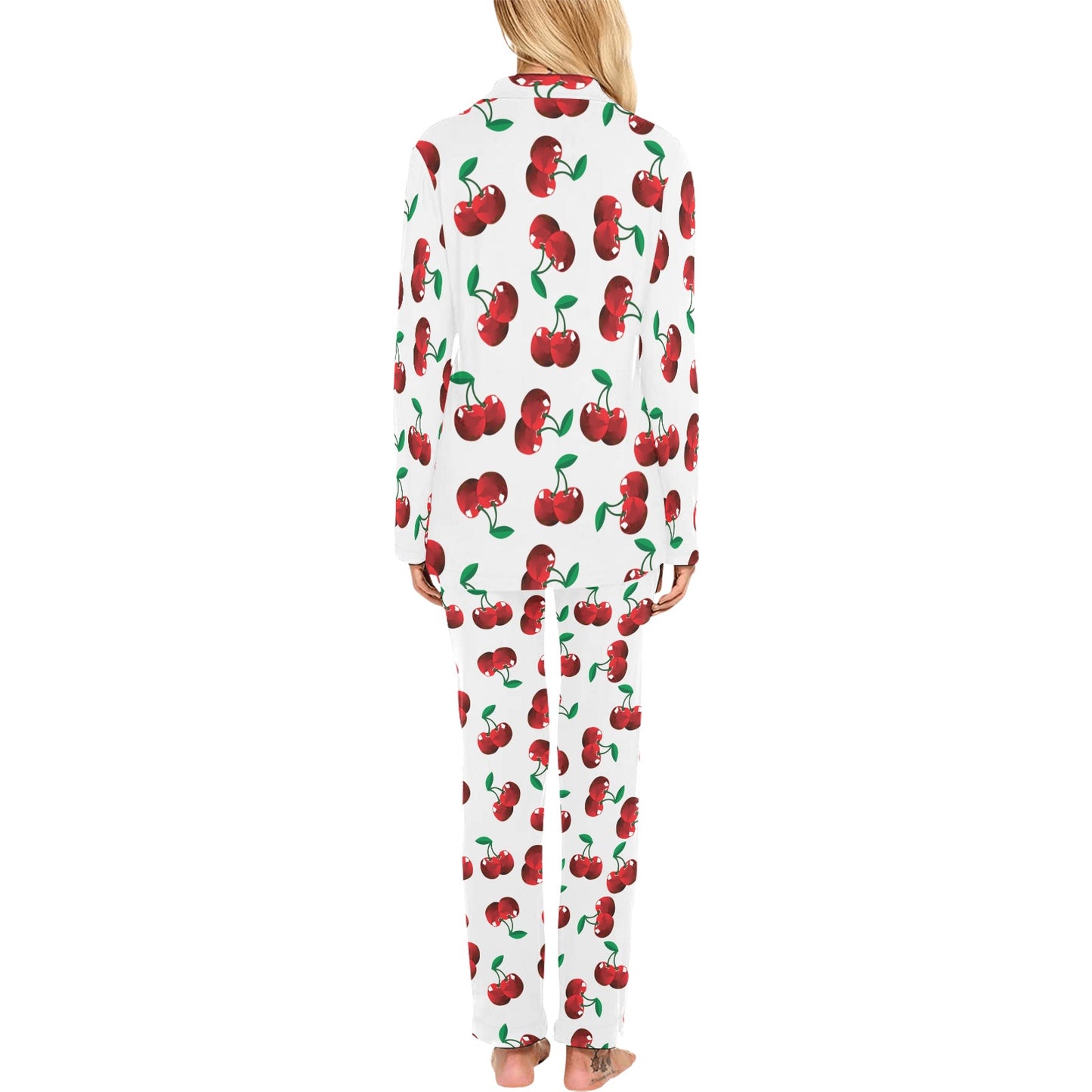 Cherry Pattern Print Design 01 Women's Long Pajama Set