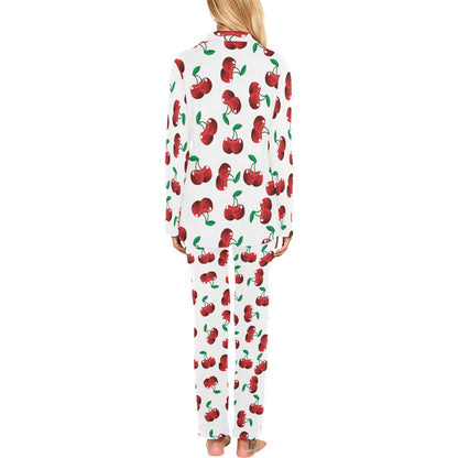 Cherry Pattern Print Design 01 Women's Long Pajama Set