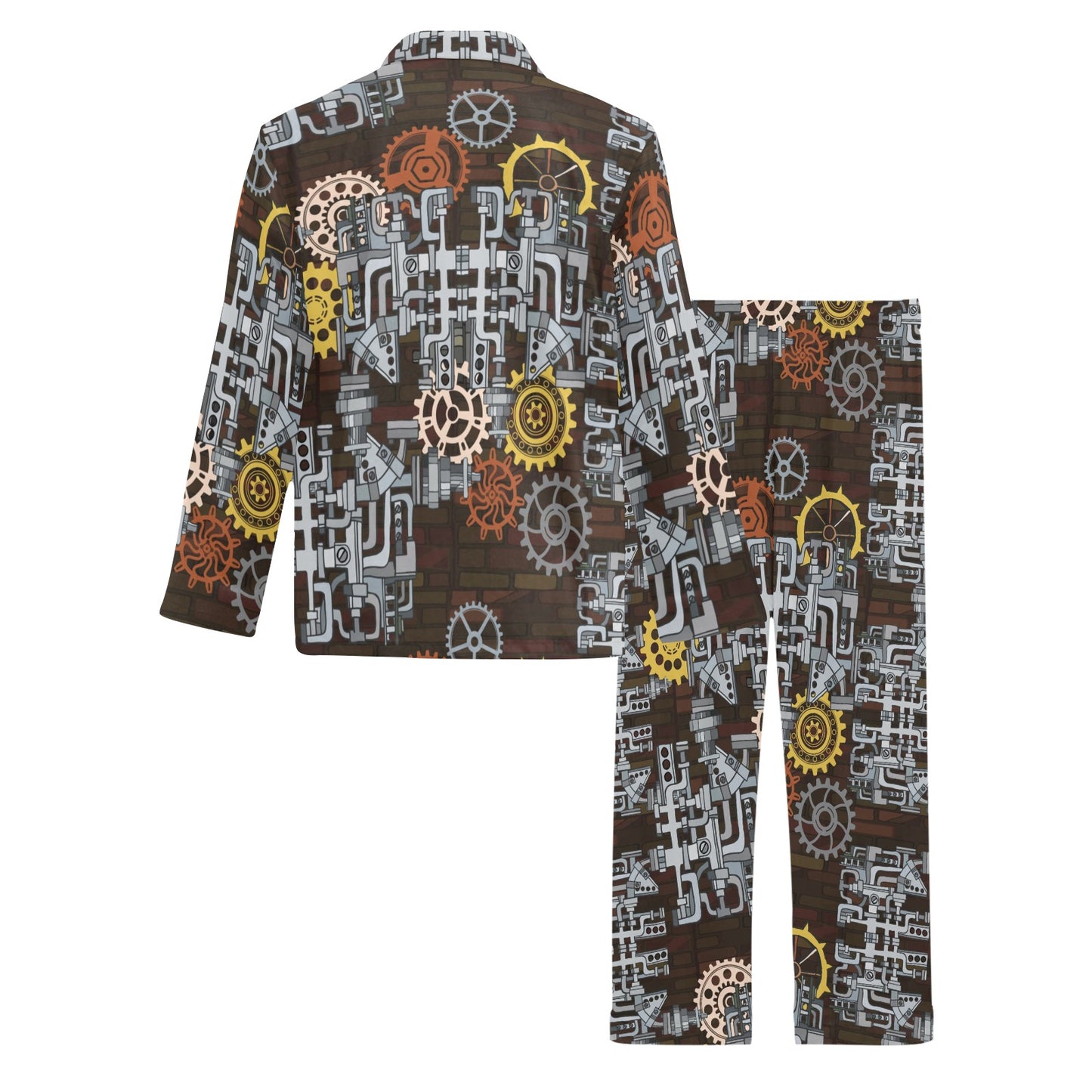 Mechanic Pattern Print Design 04 Men's Long Pajama Set