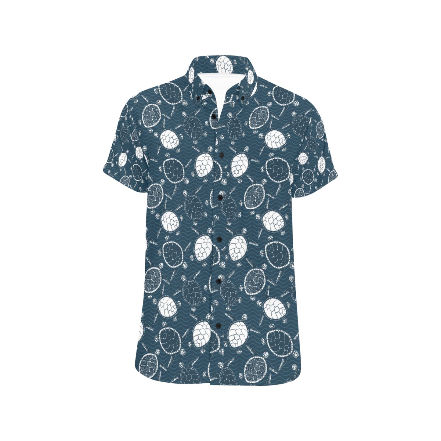 Sea Turtle Print Design LKS3015 Men Short Sleeve Button Up Shirt