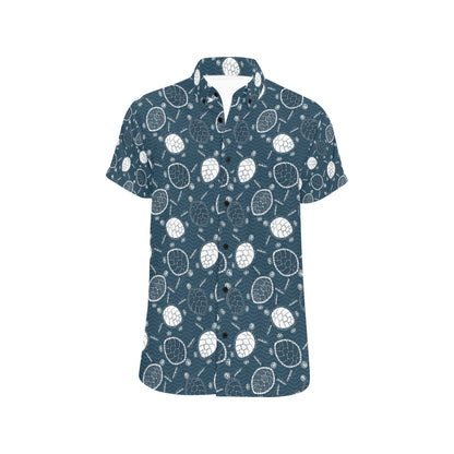Sea Turtle Print Design LKS3015 Men Short Sleeve Button Up Shirt