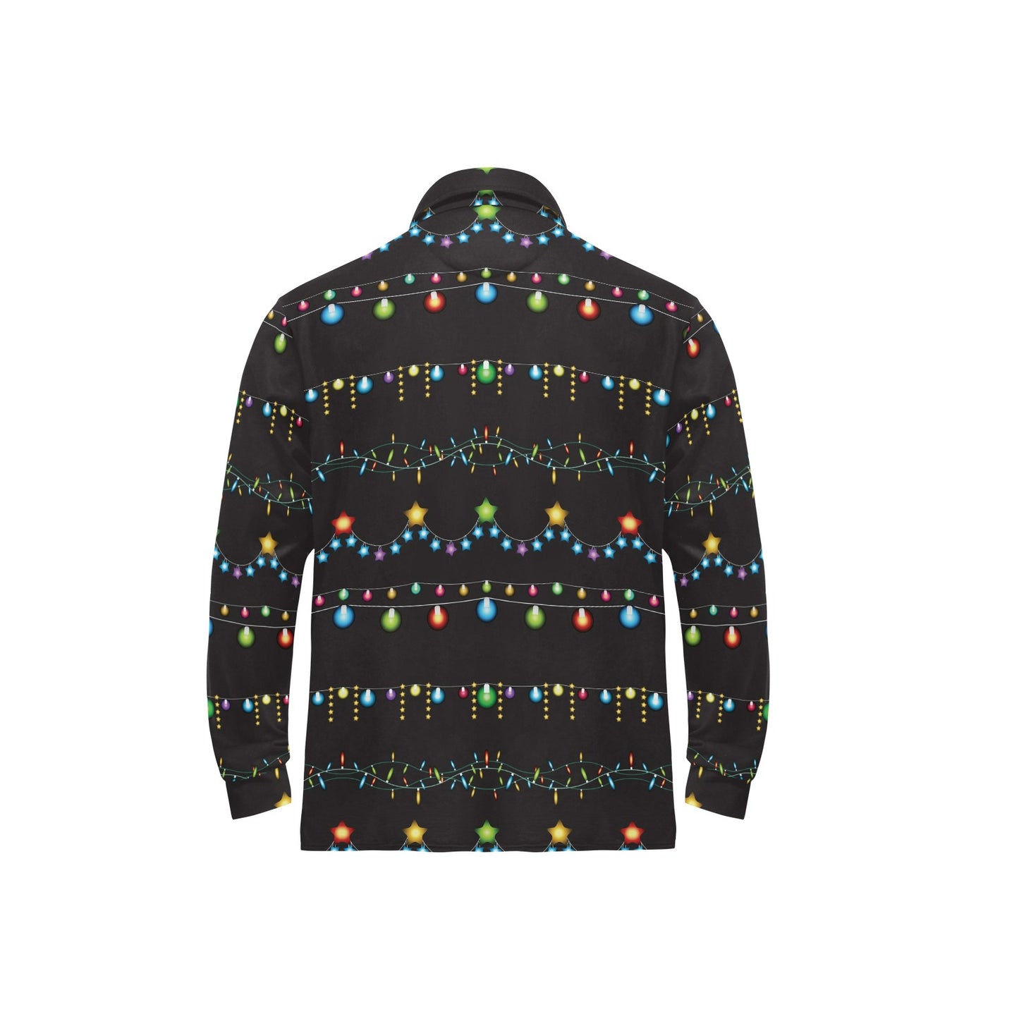 Christmas Light Pattern Print Design 01 Long Sleeve Polo Shirt For Men's