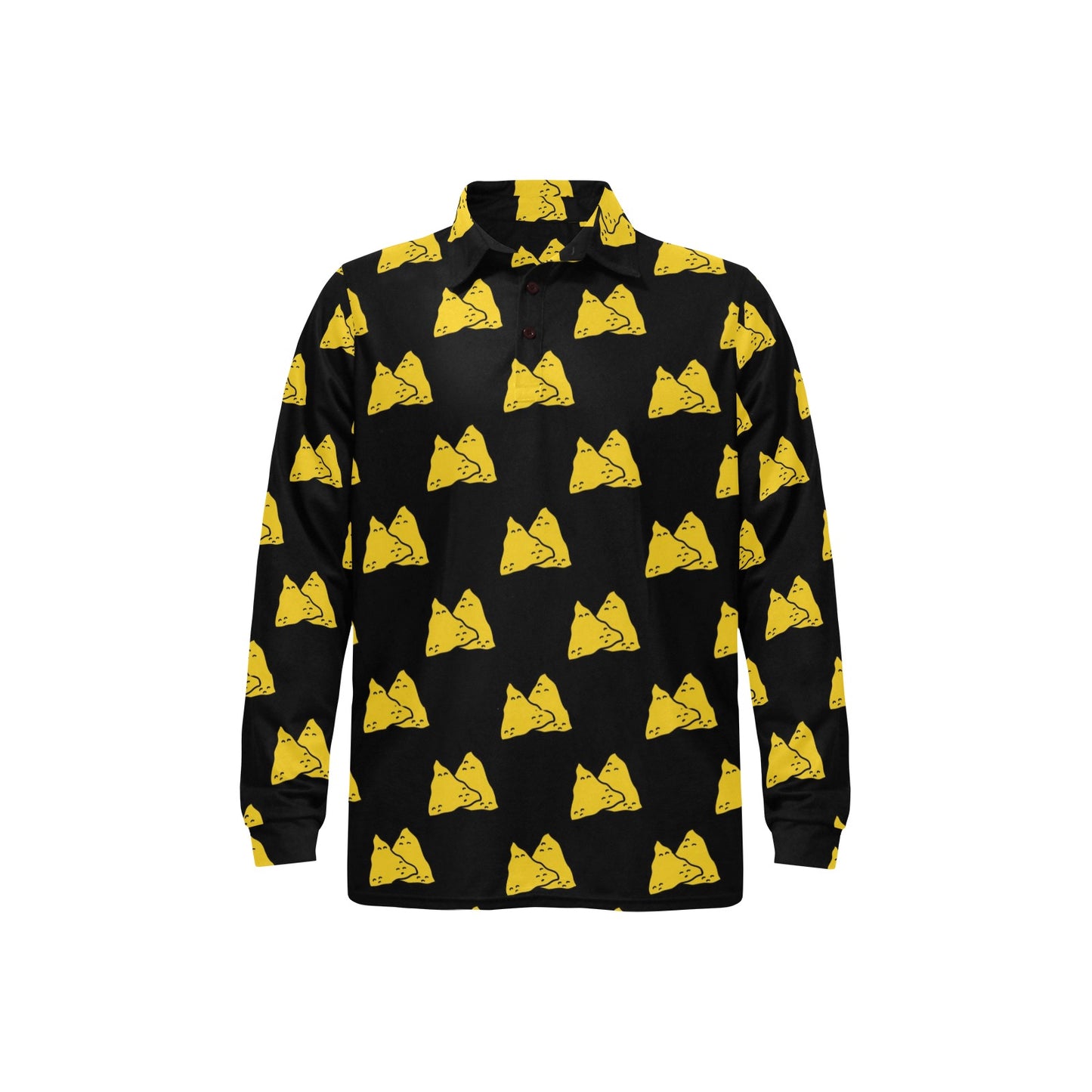 Nachos Pattern Print Design A02 Long Sleeve Polo Shirt For Men's