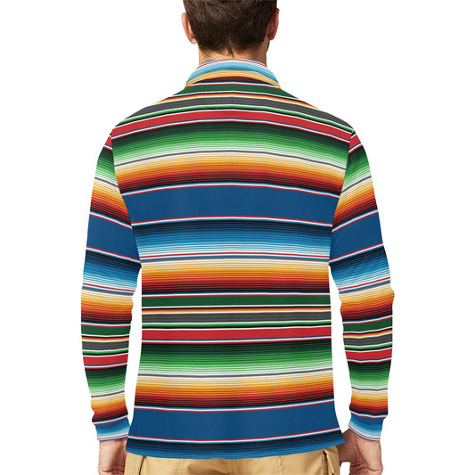 Serape Print Design LKS303 Long Sleeve Polo Shirt For Men's
