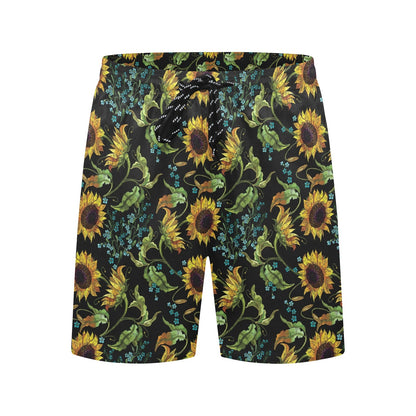 Sunflower Print Design LKS308 Men's Swim Trunks Beach Shorts