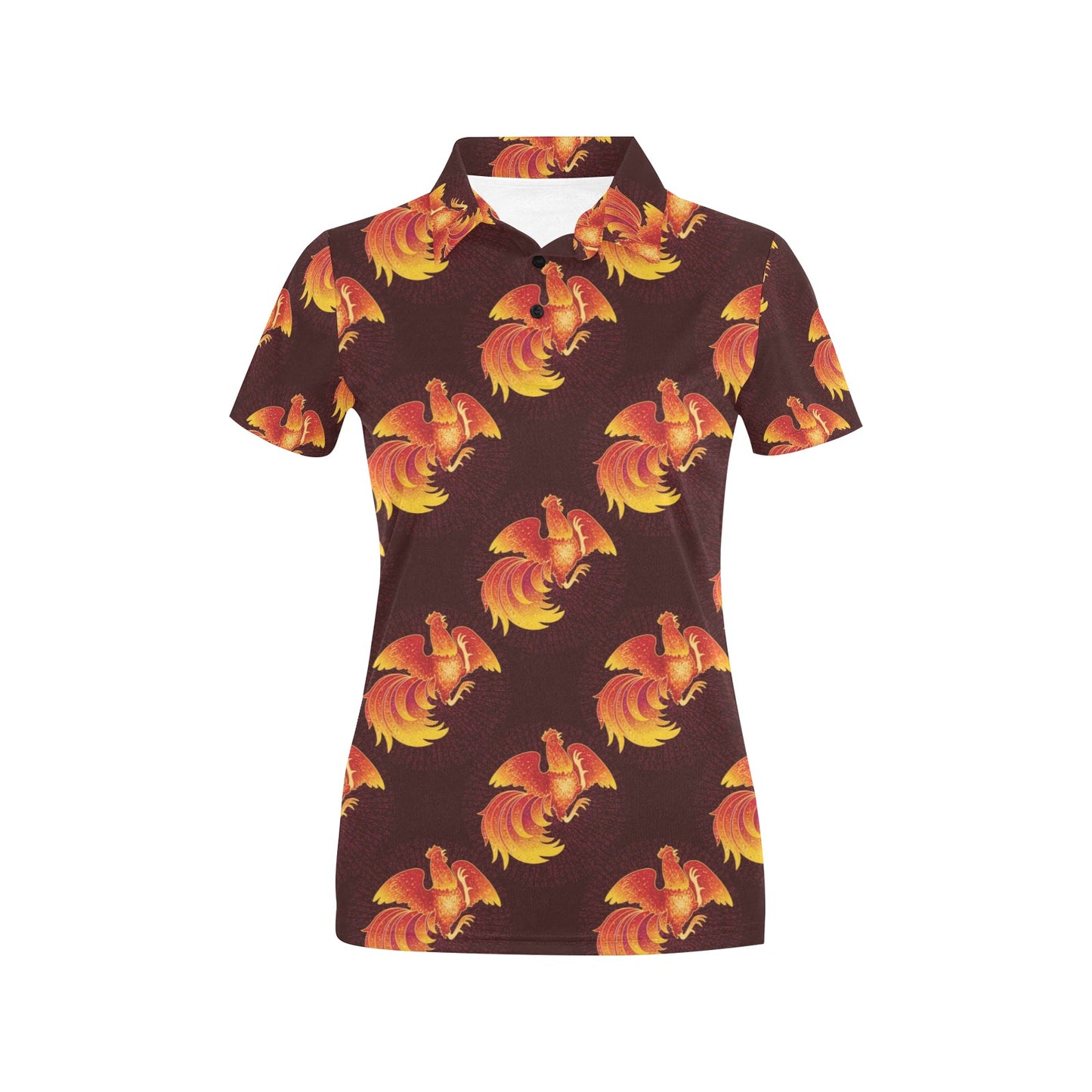 Rooster Pattern Print Design A04 Women's Polo Shirt