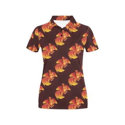 Rooster Pattern Print Design A04 Women's Polo Shirt