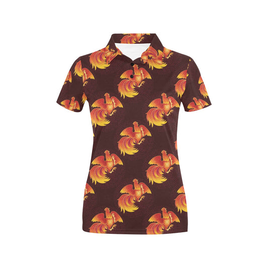 Rooster Pattern Print Design A04 Women's Polo Shirt
