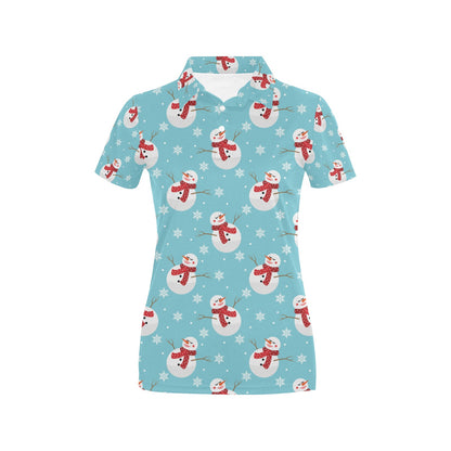 Snowman Print Design LKS304 Women's Polo Shirt