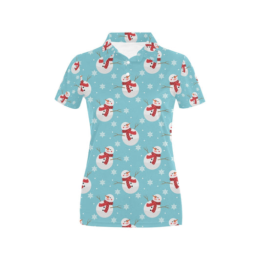 Snowman Print Design LKS304 Women's Polo Shirt