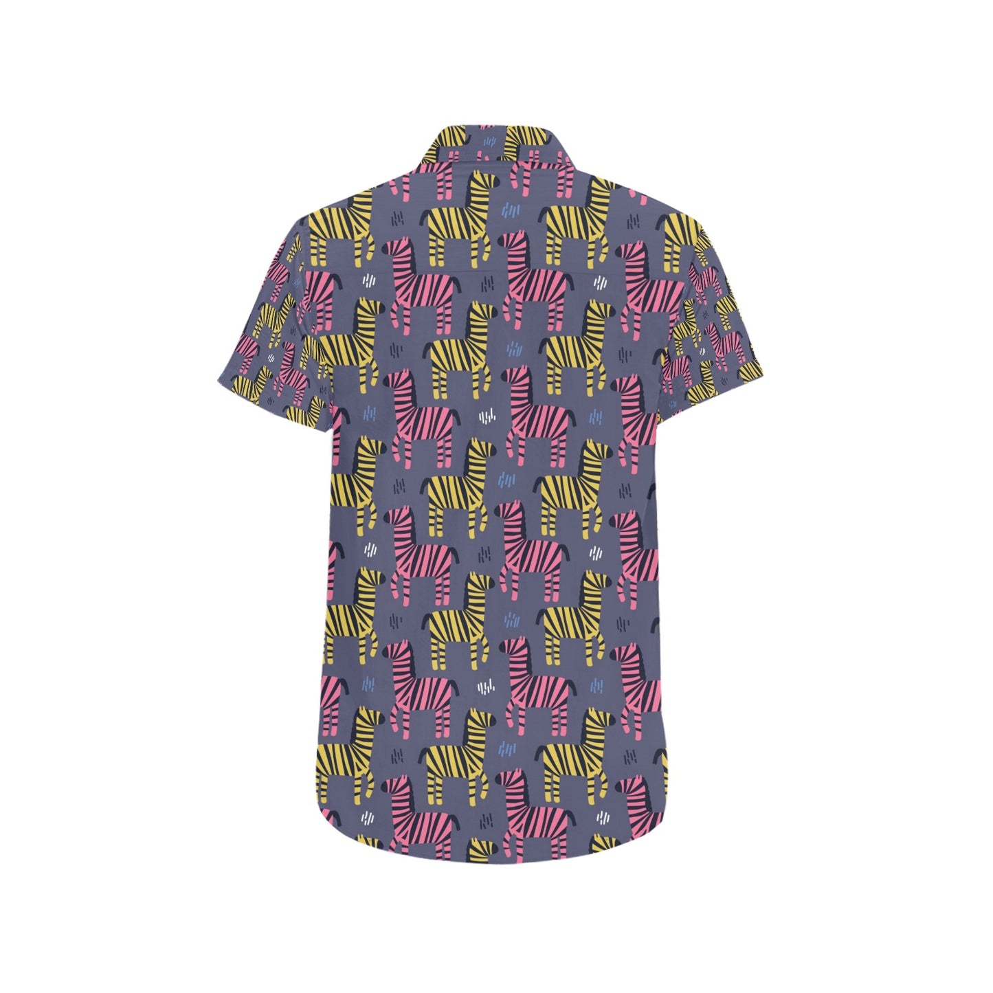 Zebra Print Design LKS303 Men Short Sleeve Button Up Shirt