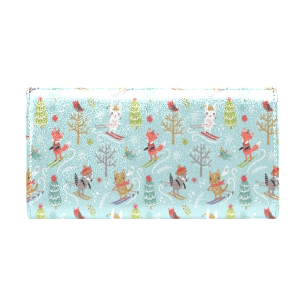 Ski Fox Cute Print Design LKS303 Women's Trifold Wallet