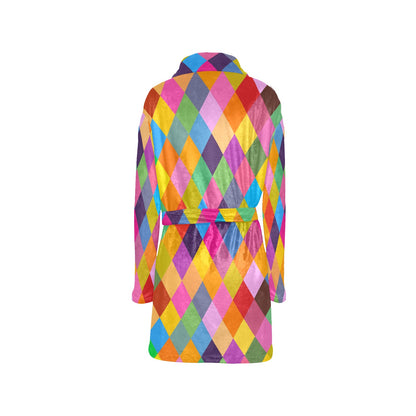 Harlequin Pattern Print Design 02 Women's Fleece Robe