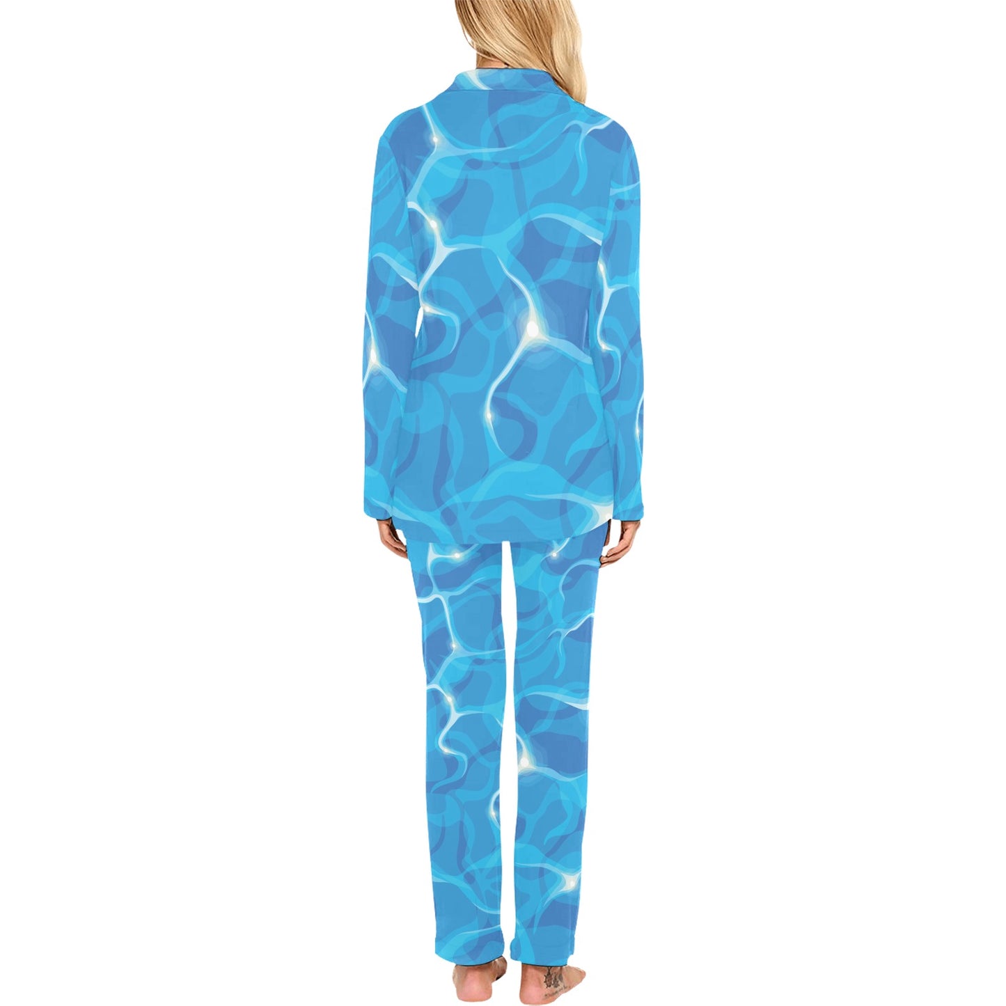 Ocean Reflex Pattern Print Design A02 Women's Long Pajama Set
