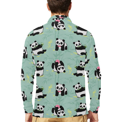 Panda Pattern Print Design A05 Long Sleeve Polo Shirt For Men's