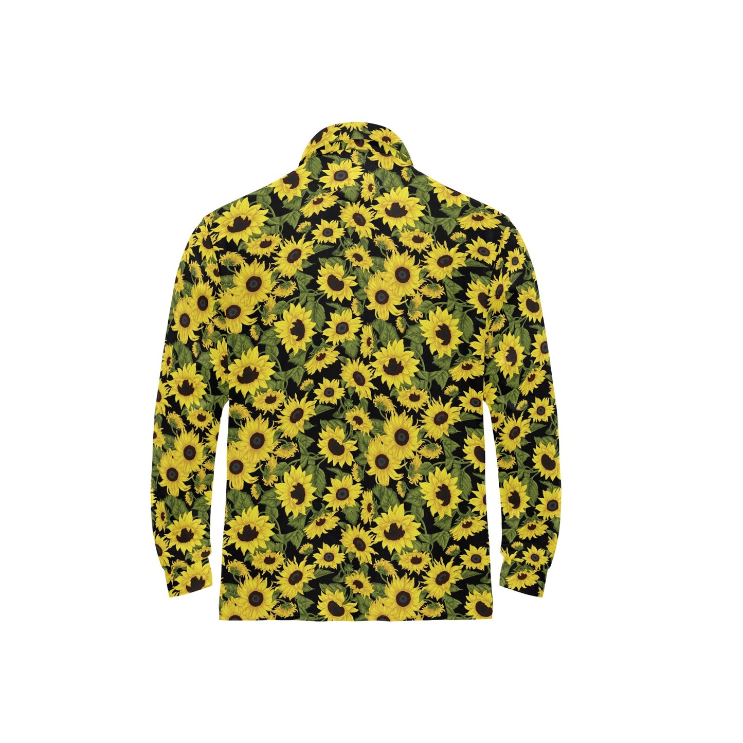 Sunflower Fresh Bright Color Print Long Sleeve Polo Shirt For Men's