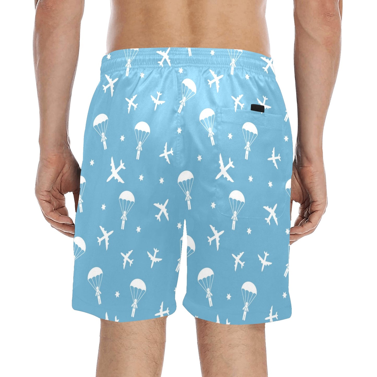 Skydiver Print Design LKS303 Men's Swim Trunks Beach Shorts