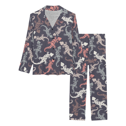 Gecko Pattern Print Design 02 Women's Long Pajama Set