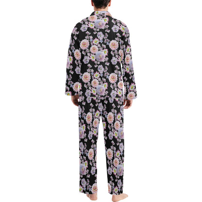 Dahlia Pattern Print Design DH012 Men's Long Pajama Set