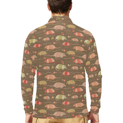 Armadillo Pattern Print Design 04 Long Sleeve Polo Shirt For Men's
