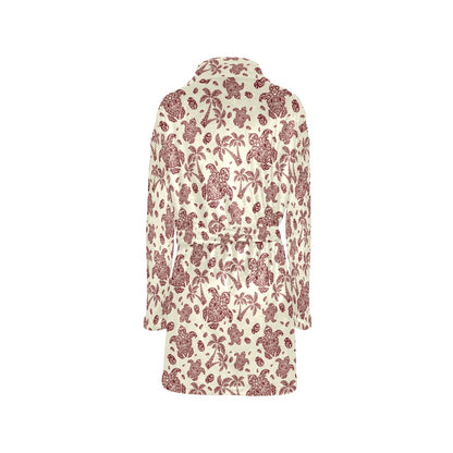 Polynesian Tattoo Turtle Themed Women's Fleece Robe