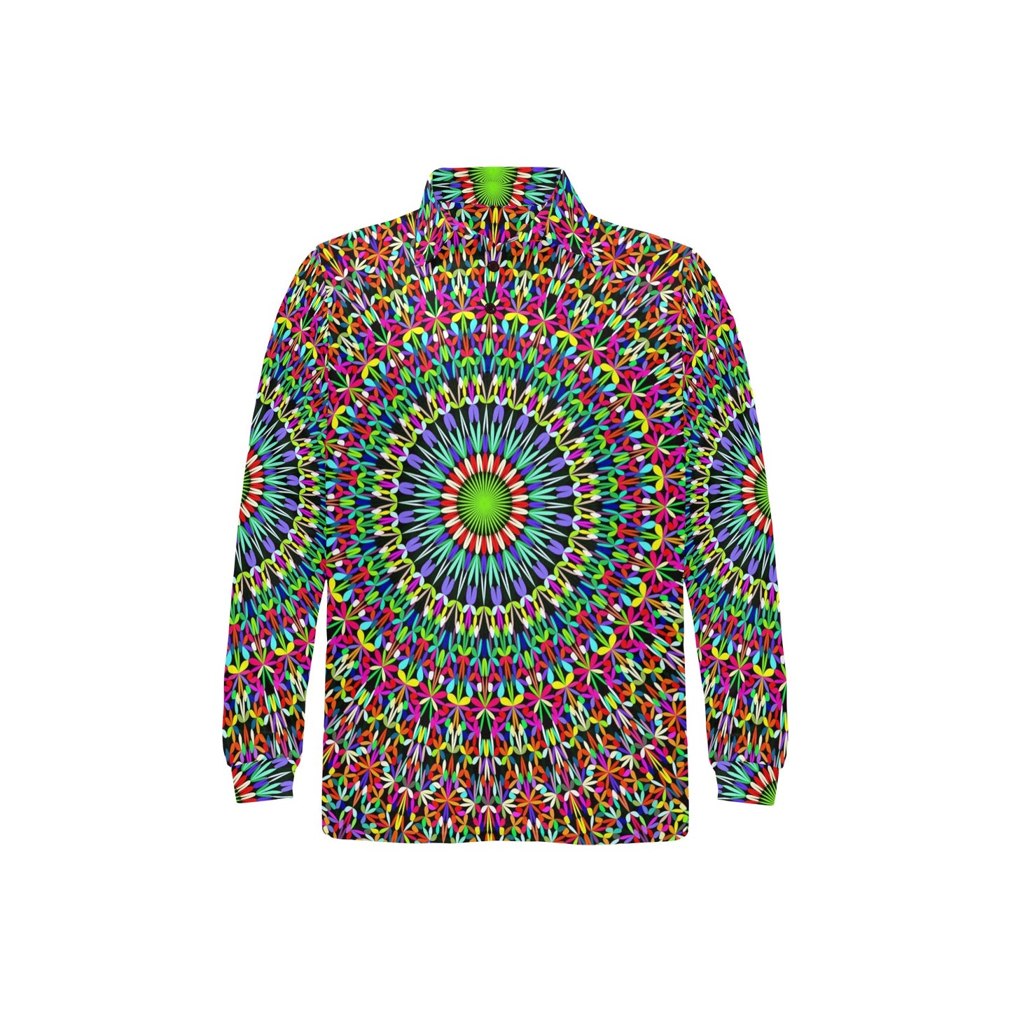 Bohemian Colorful Style Print Long Sleeve Polo Shirt For Men's