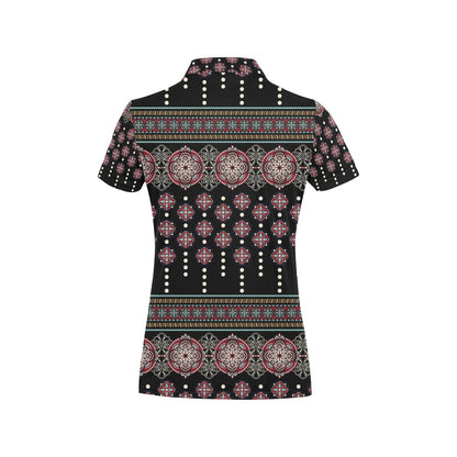 Ethnic Dot Style Print Pattern Women's Polo Shirt