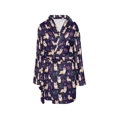 Pembroke Welsh Corgis Pattern Print Design A06 Women's Fleece Robe
