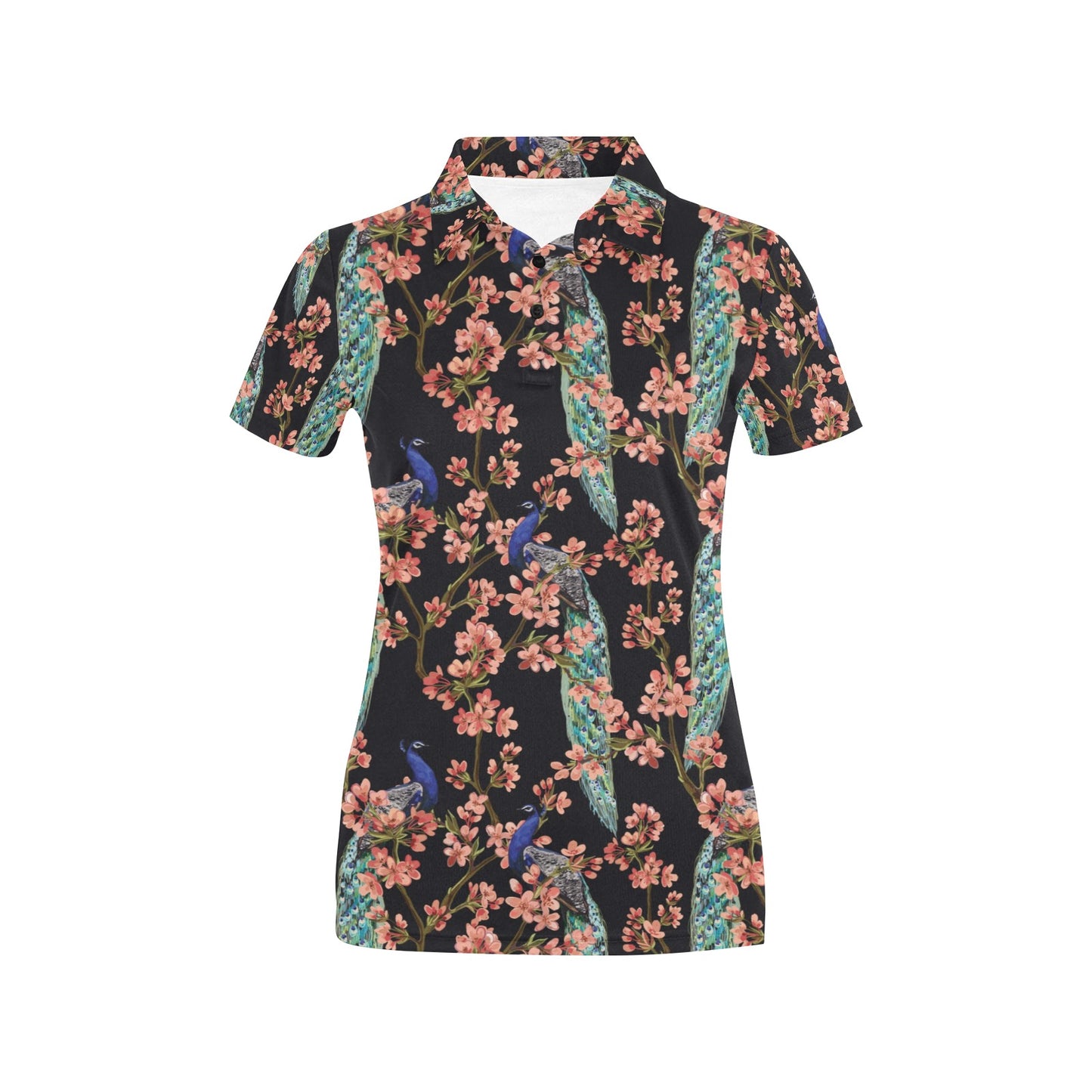 Peacock Pattern Print Design A01 Women's Polo Shirt