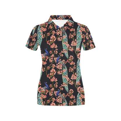 Peacock Pattern Print Design A01 Women's Polo Shirt