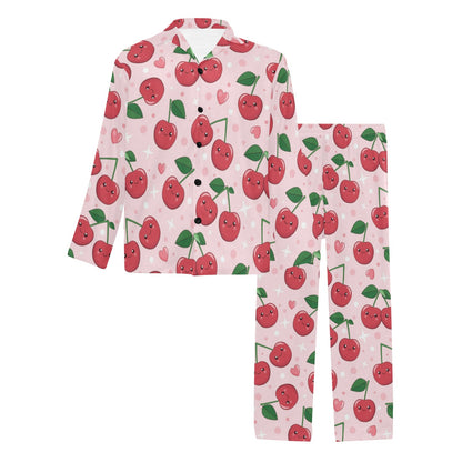 Cherry Pattern Print Design CH02 Men's Long Pajama Set