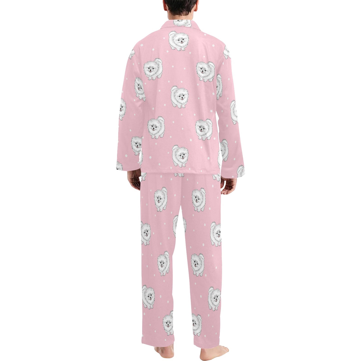 Pomeranians Pattern Print Design A02 Men's Long Pajama Set