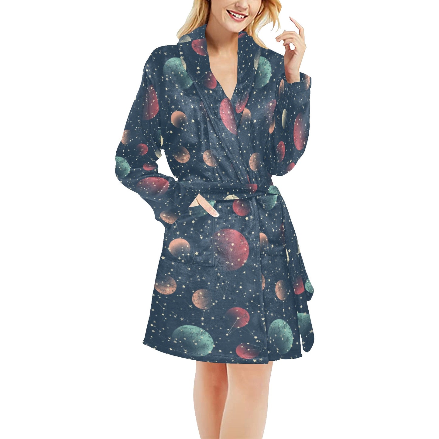 Cosmic Pattern Print Design 04 Women's Fleece Robe