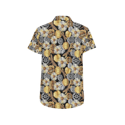 Steampunk Dragonfly Print Design LKS302 Men Short Sleeve Button Up Shirt