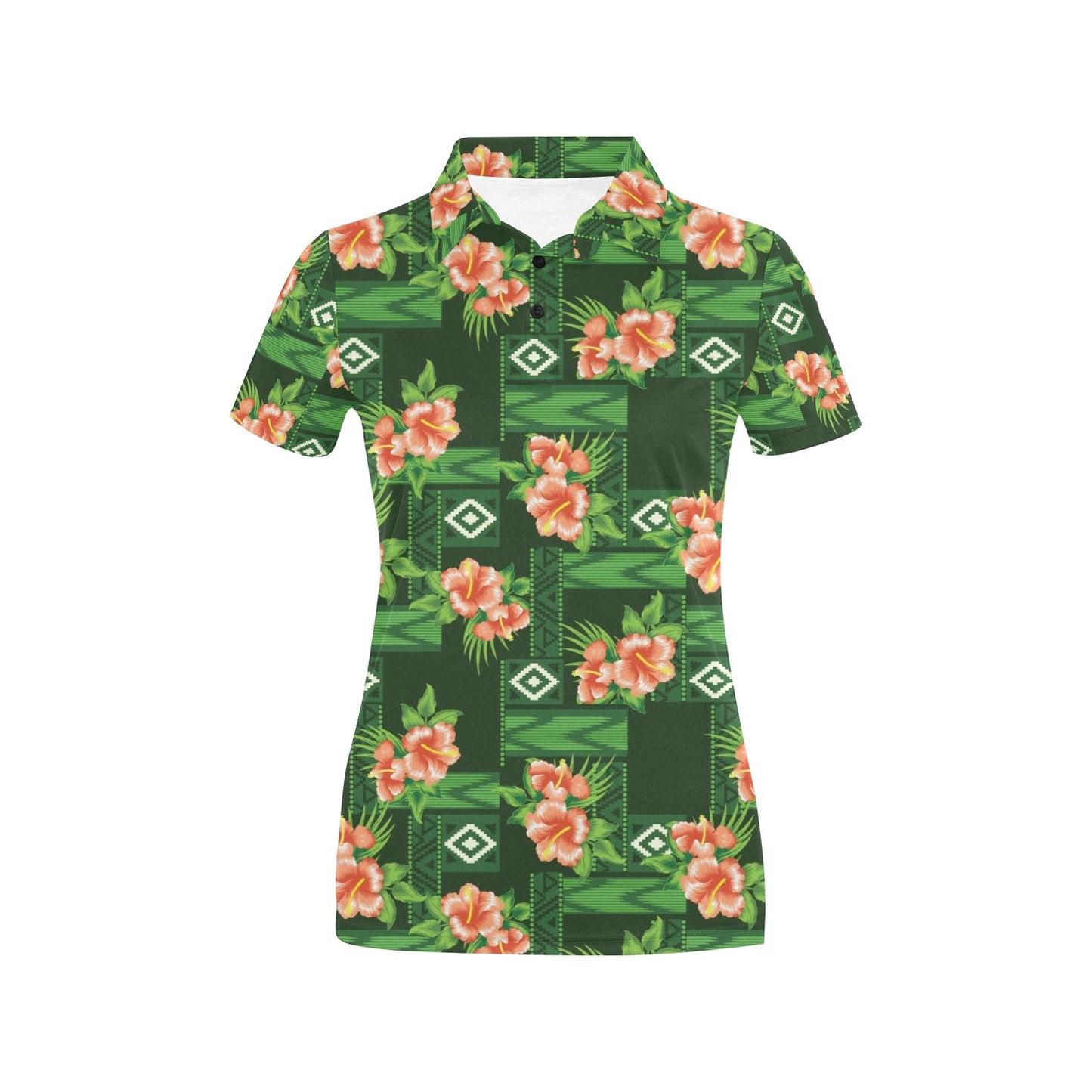 Hibiscus Pattern Print Design HB05 Women's Polo Shirt