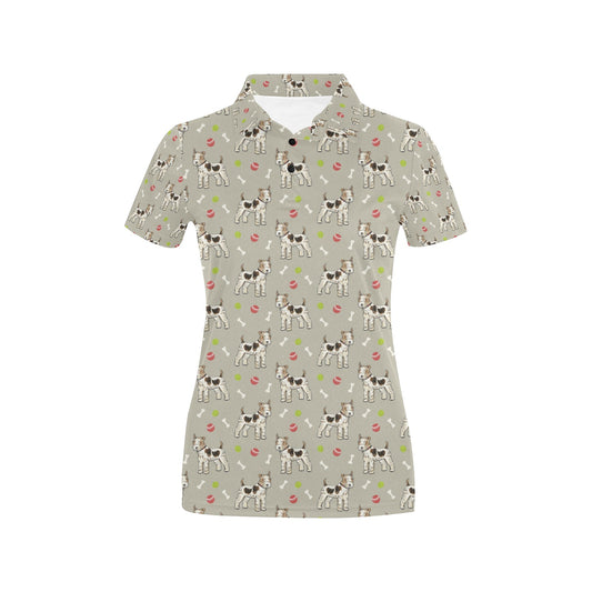 Toy Fox Terriers Print Design LKS301 Women's Polo Shirt