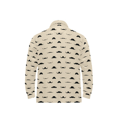 Mustache Pattern Print Design A03 Long Sleeve Polo Shirt For Men's
