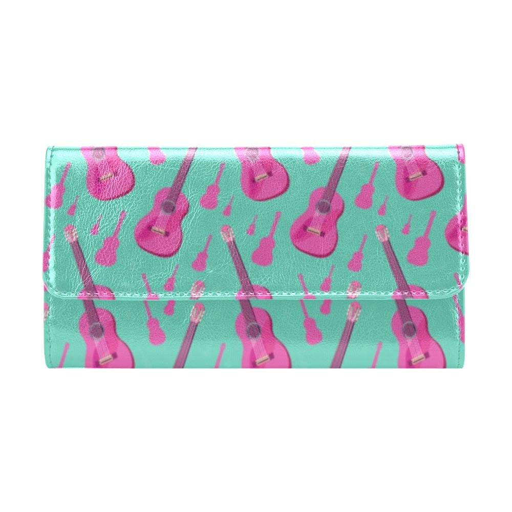 Acoustic Guitar Print Design LKS405 Women's Trifold Wallet