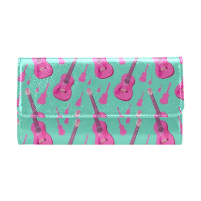 Acoustic Guitar Print Design LKS405 Women's Trifold Wallet