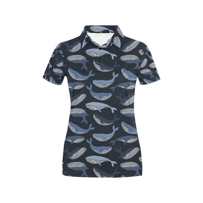 Whale Print Design LKS301 Women's Polo Shirt