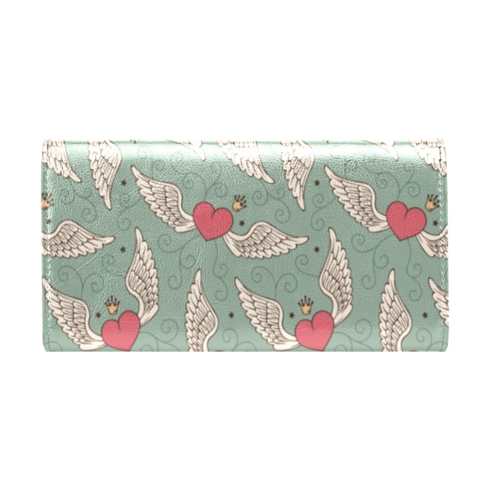 Angel Wings Heart Design Themed Print Women's Trifold Wallet