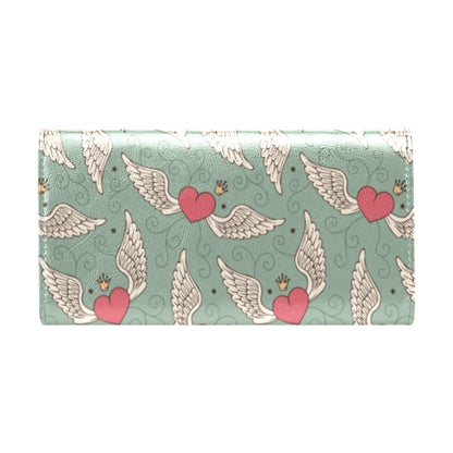 Angel Wings Heart Design Themed Print Women's Trifold Wallet